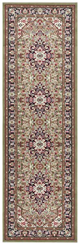 Nouristan Mirkan Orient Teppich – Wohnzimmerteppich Orientalisch Kurzflor Vintage Orientalischer Teppich für Esszimmer, Wohnzimmer, Schlafzimmer – Grün, 80x250cm von Nouristan