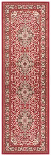 Nouristan Mirkan Orient Teppich – Wohnzimmerteppich Orientalisch Kurzflor Vintage Orientalischer Teppich für Esszimmer, Wohnzimmer, Schlafzimmer – Orientrot, 80x250cm von Nouristan