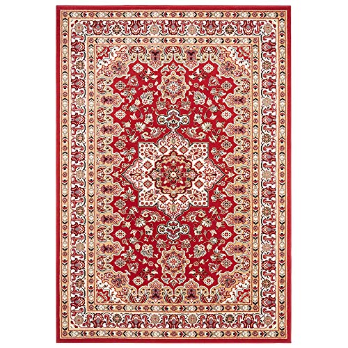 Nouristan Mirkan Orient Teppich – Wohnzimmerteppich Orientalisch Kurzflor Vintage Orientalischer Teppich für Esszimmer, Wohnzimmer, Schlafzimmer – Rot, 120x170cm von Nouristan