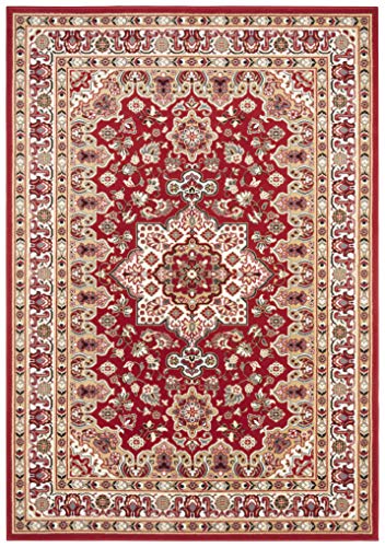 Nouristan Mirkan Orient Teppich – Wohnzimmerteppich Orientalisch Kurzflor Vintage Orientalischer Teppich für Esszimmer, Wohnzimmer, Schlafzimmer – Rot, 120x170cm von Nouristan