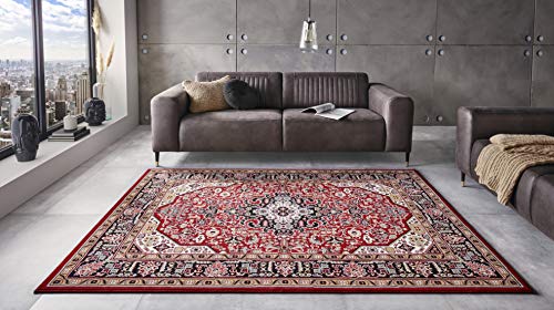 Nouristan Mirkan Orient Teppich – Wohnzimmerteppich Orientalisch Kurzflor Vintage Orientalischer Teppich für Esszimmer, Wohnzimmer, Schlafzimmer – Rot, 120x170cm von Nouristan