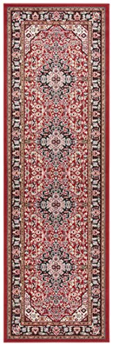Nouristan Mirkan Orient Teppich – Wohnzimmerteppich Orientalisch Kurzflor Vintage Orientalischer Teppich für Esszimmer, Wohnzimmer, Schlafzimmer – Rot, 80x250cm von Nouristan