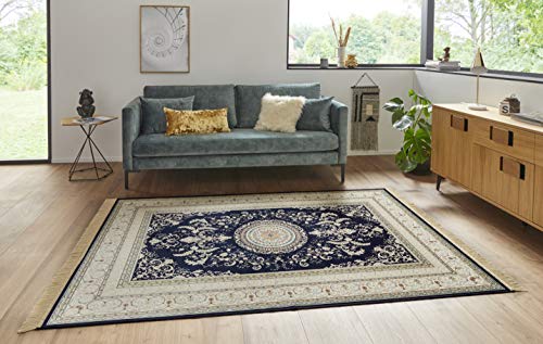 Nouristan Naveh Orient Teppich – Wohnzimmerteppich Orientalisch Kurzflor mit Fransen Vintage Orientalischer Samt-Teppich für Esszimmer, Wohnzimmer, Schlafzimmer – Dunkelblau, 195x300cm Nouristan Naveh Orient Teppich – Wohnzimmerteppich Orientalisch Kurzflor mit Fransen Vintage Orientalischer Samt-Teppich für Esszimmer, Wohnzimmer, Schlafzimmer – Dunkelblau, 195x300cm von Nouristan
