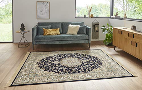 Nouristan Naveh Orient Teppich – Wohnzimmerteppich Orientalisch Kurzflor mit Fransen Vintage Orientalischer Samt-Teppich für Esszimmer, Wohnzimmer, Schlafzimmer – Dunkelblau Creme, 195x300cm Nouristan Naveh Orient Teppich – Wohnzimmerteppich Orientalisch Kurzflor mit Fransen Vintage Orientalischer Samt-Teppich für Esszimmer, Wohnzimmer, Schlafzimmer – Dunkelblau Creme, 195x300cm von Nouristan