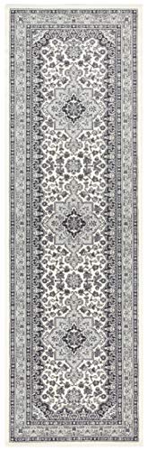Nouristan Mirkan Orient Teppich – Wohnzimmerteppich Orientalisch Kurzflor Vintage Orientalischer Teppich für Esszimmer, Wohnzimmer, Schlafzimmer – Creme Grau, 80x250cm von Nouristan