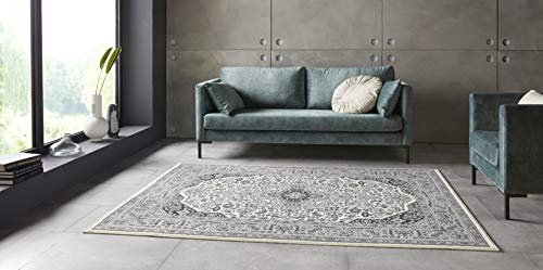 Nouristan Mirkan Orient Teppich – Wohnzimmerteppich Orientalisch Kurzflor Vintage Orientalischer Teppich für Esszimmer, Wohnzimmer, Schlafzimmer – Creme, 160x230cm von Nouristan