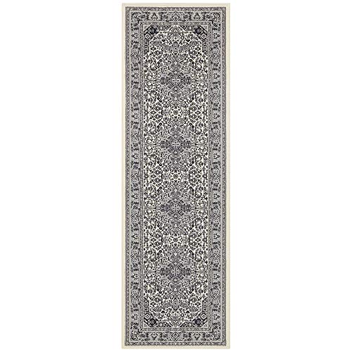 Nouristan Mirkan Orient Teppich – Wohnzimmerteppich Orientalisch Kurzflor Vintage Orientalischer Teppich für Esszimmer, Wohnzimmer, Schlafzimmer – Creme, 80x250cm von Nouristan