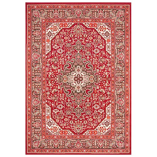 Nouristan Mirkan Orient Teppich – Wohnzimmerteppich Orientalisch Kurzflor Vintage Orientalischer Teppich für Esszimmer, Wohnzimmer, Schlafzimmer – Orientrot, 80x150cm von Nouristan