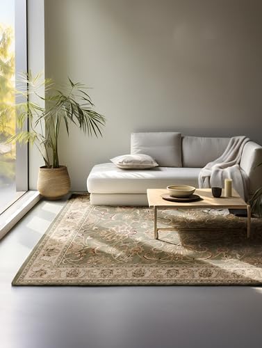 Nouristan Orientalischer Teppich – Läufer Orientalisch Klassisch Orient Wohnzimmerteppich dicht gewebt mit Bordüre Flachgewebe für Wohnzimmer, Schlafzimmer, Esszimmer, Flur – Olivgrün, 120x170cm von Nouristan