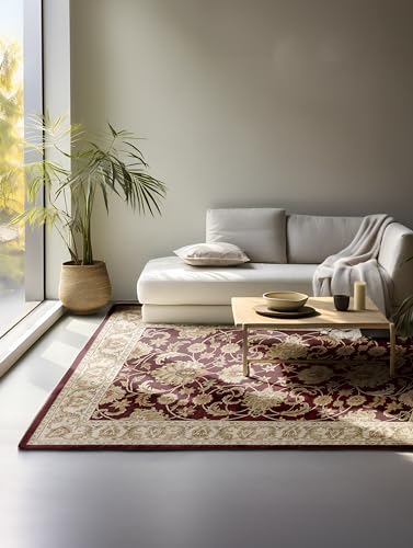 Nouristan Orientalischer Teppich – Läufer Orientalisch Klassisch Orient Wohnzimmerteppich dicht gewebt mit Bordüre Flachgewebe für Wohnzimmer, Schlafzimmer, Esszimmer, Flur – Rot, 80x120cm von Nouristan