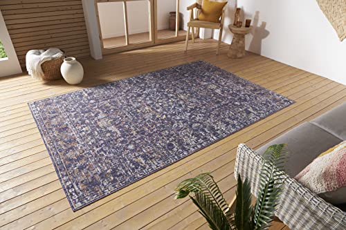 Nouristan Sues In- & Outdoor Orient Teppich – Orientalischer Kurzflor Vintage Used Look Waschbar Wetterfest & UV-beständig für Balkon, Terrasse, Garten, Wohnzimmer – Grau Multicolor, 155x235cm von Nouristan