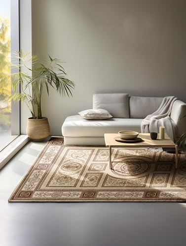 Nouristan Teppich Orientalisch – Läufer Orient Klassisch Orientalischer Wohnzimmerteppich dicht gewebt mit Bordüre Flachgewebe für Wohnzimmer, Schlafzimmer, Esszimmer, Flur – Creme, 120x170cm von Nouristan