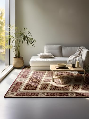 Nouristan Teppich Orientalisch – Läufer Orient Klassisch Orientalischer Wohnzimmerteppich dicht gewebt mit Bordüre Flachgewebe für Wohnzimmer, Schlafzimmer, Esszimmer, Flur – Rot, 160x235cm von Nouristan