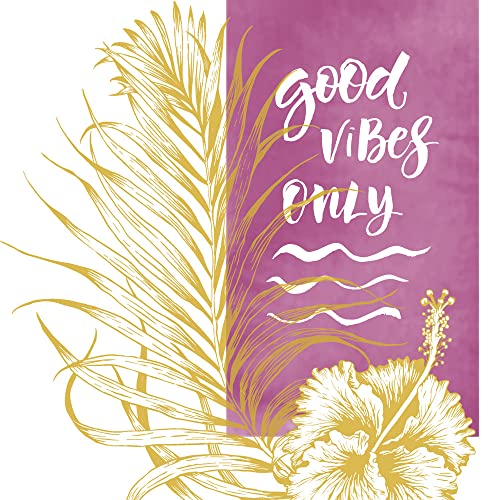 Einweg-Papierservietten, Good vibes only pink, 20 Stück, 3-lagig, 33 x 33 cm von Nouveau