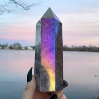 xl Regenbogen Aura Ozean Jaspis Turm, Glücksstein von NouveauCrystals