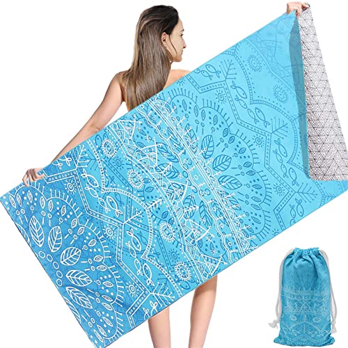 NovForth Strandtuch mit Tasche, schnell trocknendes Strandtuch Mikrofaser, super saugfähig, sandfreies Handtuch, übergroßes Schwimmen für Badewanne, Pool, Camping, Fitnessstudio (88,9 x 180,3 cm) von NovForth