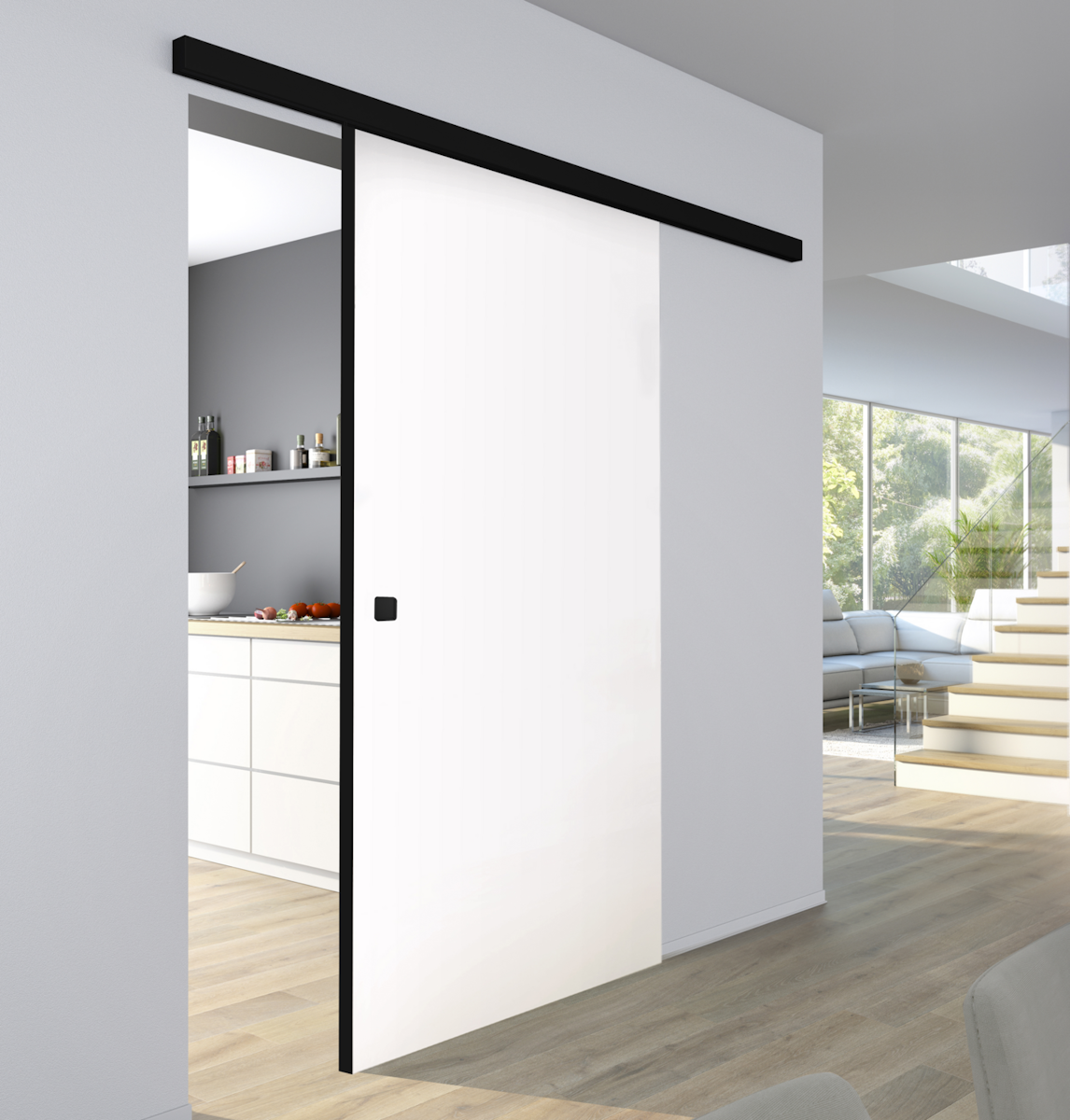 NOVADOORS Holzschiebetürblatt ONTARIO BIANCO NERO weiß 935x2058x39mm von Nova Doors