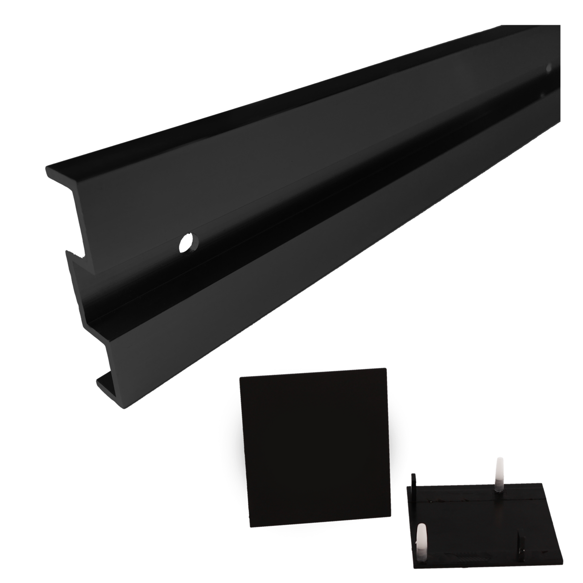 NOVADOORS Wandabstand-Set NOVA STS 406 BLACK 18.5 Distanzprofil, Endkappen 1900 Schwarz von Nova Doors