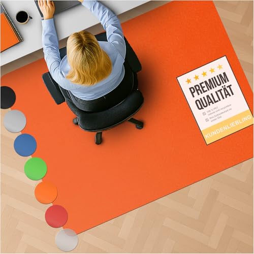 Bodenschutzmatte Chroma aus PE-Kunststoff - orange Stuhlmatte für Hartböden - Kratzfeste Bürostuhl Unterlage für zuverlässigen Bodenschutz im Büro und Zuhause - 116x150 cm Orange Bodenschutzmatte Chroma aus PE-Kunststoff - orange Stuhlmatte für Hartböden - Kratzfeste Bürostuhl Unterlage für zuverlässigen Bodenschutz im Büro und Zuhause - 116x150 cm Orange von Nova Forma