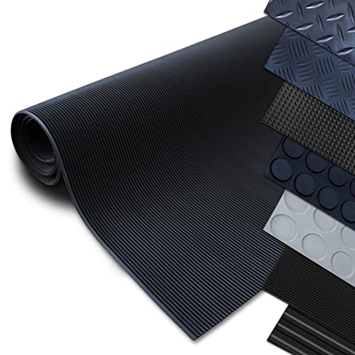 Gummimatten Meterware - Antirutschmatte Bodenmatte - Rutschhemmende Oberflächenstruktur - Gummiläufer in verschiedenen Strukturen - Feinriefen TRAK MINI - 3 mm Stärke - 100x600 cm - Schwarz von Nova Forma