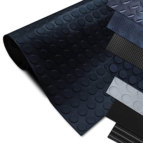 Gummimatten Meterware - Antirutschmatte Bodenmatte - Rutschhemmende Oberflächenstruktur - Gummiläufer in verschiedenen Strukturen - Flachnoppen DOT - 3 mm Stärke - 120x250 cm - Schwarz von Nova Forma