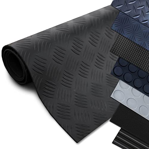 Gummimatten Meterware - Antirutschmatte Bodenmatte - Rutschhemmende Oberflächenstruktur - Gummiläufer in verschiedenen Strukturen - Riffelblech Checker - 3 mm Stärke - 160x100 cm - Schwarz Gummimatten Meterware - Antirutschmatte Bodenmatte - Rutschhemmende Oberflächenstruktur - Gummiläufer in verschiedenen Strukturen - Riffelblech Checker - 3 mm Stärke - 160x100 cm - Schwarz von Nova Forma