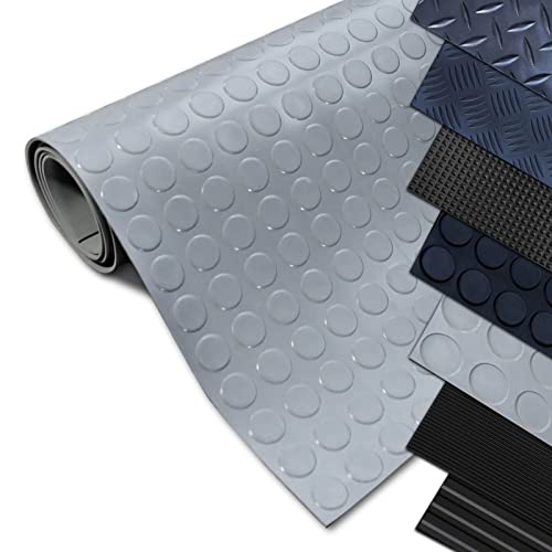 Gummimatten Meterware - Antirutschmatte Bodenmatte - Rutschhemmende Oberflächenstruktur - Gummiläufer in verschiedenen Strukturen - Flachnoppen DOT - 3 mm Stärke - 120x350 cm - Grau von Nova Forma