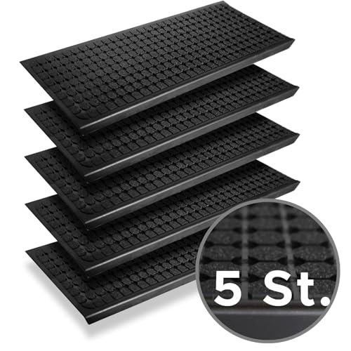 Nova Forma Gummi Stufenmatten CHIP - 5er Set je 25x75 cm - ideal für außen - Rutschhemmende Treppenstufen Matten - Treppenauflagen selbstklebend & wetterfest von Nova Forma