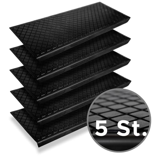 Nova Forma Gummi Stufenmatten Checker - 5er Set je 25x75 cm - ideal für außen - Rutschhemmende Treppenstufen Matten - Treppenauflagen selbstklebend & wetterfest von Nova Forma
