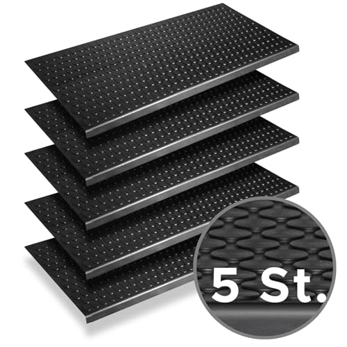 Nova Forma Gummi Stufenmatten Coin - 5er Set je 25x75 cm - ideal für außen - Rutschhemmende Treppenstufen Matten - Treppenauflagen selbstklebend & wetterfest von Nova Forma