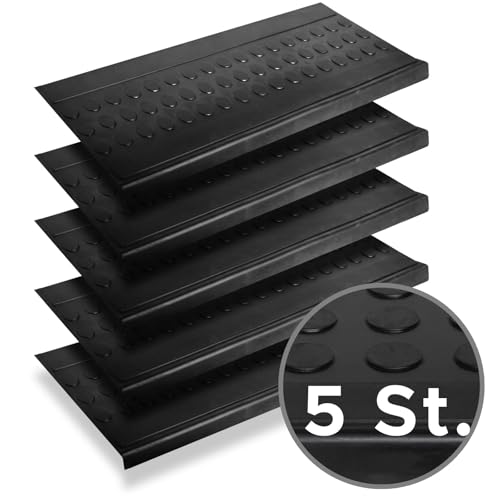 Nova Forma Gummi Stufenmatten Coin MINI - 5er Set je 25x75 cm - ideal für außen - Rutschhemmende Treppenstufen Matten - Treppenauflagen selbstklebend & wetterfest von Nova Forma