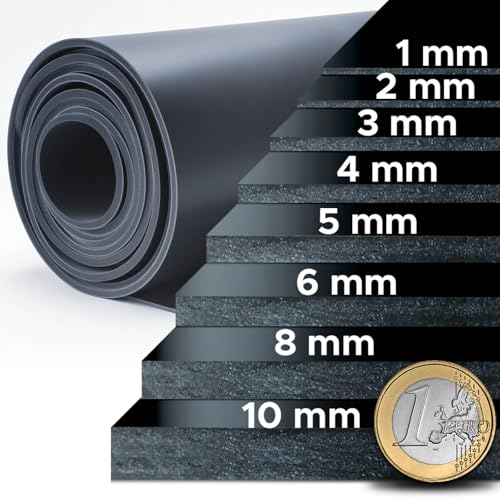 Nova Forma Gummimatte Meterware NR/SBR - Vollgummi glatt für Außenbereich, Werkstatt, Gewerbe UVM. - Gummiplatte in 8 Stärken - Matte von der Rolle nach Maß - Stärke 8 mm - 120x150 cm von Nova Forma