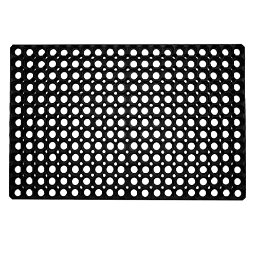 Ringgummimatte Poly Door - Wabenmatte mit 22 mm Stärke - Fußmatte aus Gummi für Außen - Schwarz mit Ringgummi Struktur - Größe Matte 100x150 cm von Nova Forma