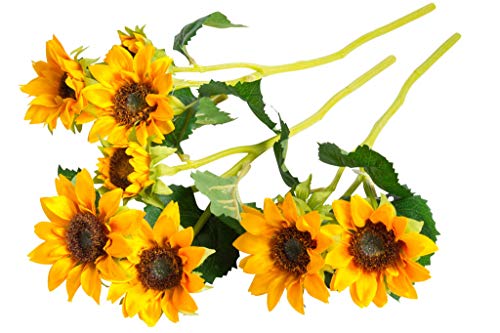 Nova-Nature künstliche Sonnenblume mit 2 Blüten, 1 Knospe (3 Stück) (gelb) von Nova-Nature
