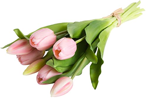 Nova-Nature künstliches Tulpenbündel Sally mit 4 Tulpen und 3 Tulpenknospen real Touch (pink) von Nova-Nature