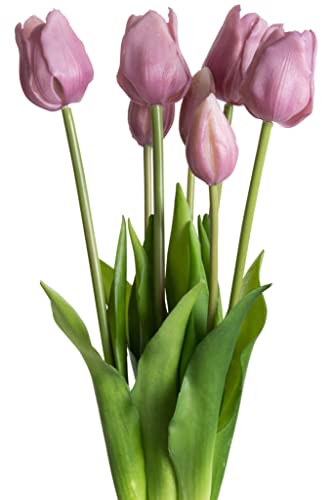 Nova-Nature künstliches Tulpenbündel mit 4 Tulpen und 3 Tulpenknospen real Touch (Lavendel) von Nova-Nature