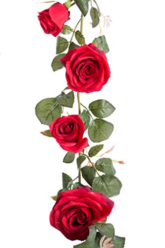 Nova-Nature künstliche Edel-Rosengirlande Dijon mit 8 Rosen (rot) von Nova-Nature