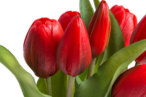 Nova-Nature künstliches Tulpenbündel Sally mit 4 Tulpen und 3 Tulpenknospen real Touch (rot) von Majen