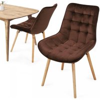 Nova - miadomodo® Esszimmerstühle - Braun, 2er Set, Sitzfläche aus Samt, Gepolstert, Gesteppt, Beine aus Buchenholz, mit Rückenlehne - Polsterstuhl, von Nova