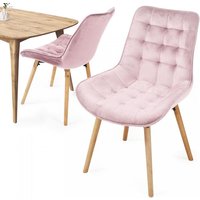 Nova - miadomodo® Esszimmerstühle - Rosa, 2er Set, Sitzfläche aus Samt, Gepolstert, Gesteppt, Beine aus Buchenholz, mit Rückenlehne - Polsterstuhl, von Nova