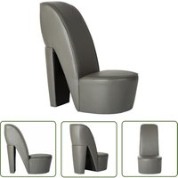 The Living Store Stuhl in Stöckelschuh-Form Grau Kunstleder - Sitzsack - Designerstuhl - Lounge Chair - Modellsitz - Unikat Stuhll von Nova
