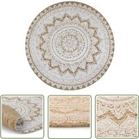 The Living Store Teppich Jute Geflochten Bedruckt 120 cm Rund - Naturfaser Teppich - Jute Teppich - Runder Teppich - Mandala Druck - Wohnraum Deko The Living Store Teppich Jute Geflochten Bedruckt 120 cm Rund - Naturfaser Teppich - Jute Teppich - Runder Teppich - Mandala Druck - Wohnraum Deko von Nova