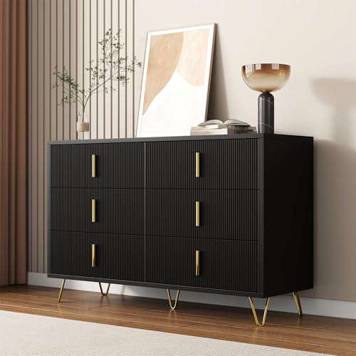 Elegantes Sideboard mit modernem Design, Kommode und viel Stauraum, goldene Griffe (Schwarz und Gold) von NovaFurnish