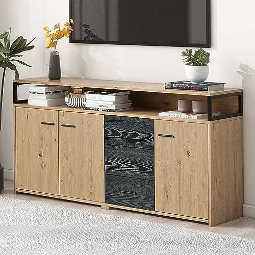 Industrielles Sideboard mit drei Türen und drei Schubladen Kommode Küchenschrank, Mehrzweckschrank, Aufbewahrungsschrank Highboard mit Metallgriffe für Schlafzimmer & Wohnräume & Büro 150X35X75.9cm Industrielles Sideboard mit drei Türen und drei Schubladen Kommode Küchenschrank, Mehrzweckschrank, Aufbewahrungsschrank Highboard mit Metallgriffe für Schlafzimmer & Wohnräume & Büro 150X35X75.9cm von NovaFurnish
