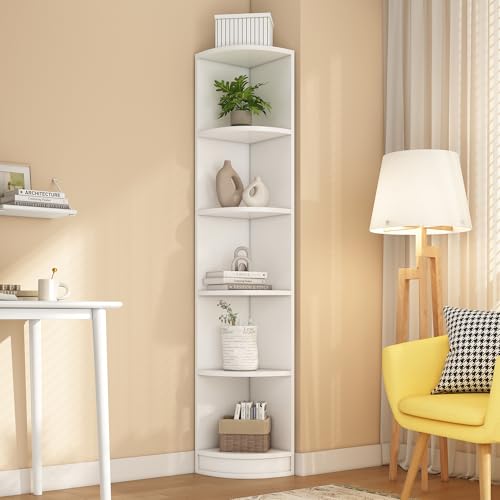 NovaFurnish Eckbücherregal, Regal, Lagerregal, MDF-Material, fünflagiges Regal, einfache Form, Starke Tragfähigkeit, weiß NovaFurnish Eckbücherregal, Regal, Lagerregal, MDF-Material, fünflagiges Regal, einfache Form, Starke Tragfähigkeit, weiß von NovaFurnish