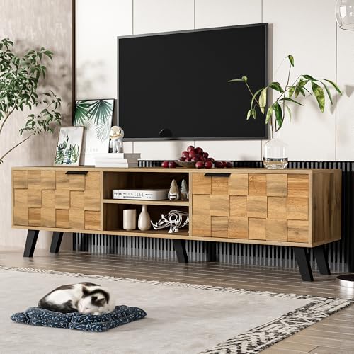 NovaFurnish Moderner TV-Schrank mit 2 Türen und 2 offenen Fächern(160.5X35.5X45cm) von NovaFurnish
