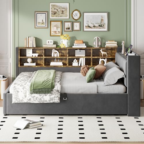 NovaFurnish Polsterbett Schlafsofa 140X200 cm, Mit Hydraulischem Stauraum, Mit Nachtlicht, USB- und Typ-C-Ladeanschluss, Mit Ablagen und Staufächern, Gepolstertes Kopfteil,Samtstoff Dunkelgrau NovaFurnish Polsterbett Schlafsofa 140X200 cm, Mit Hydraulischem Stauraum, Mit Nachtlicht, USB- und Typ-C-Ladeanschluss, Mit Ablagen und Staufächern, Gepolstertes Kopfteil,Samtstoff Dunkelgrau von NovaFurnish