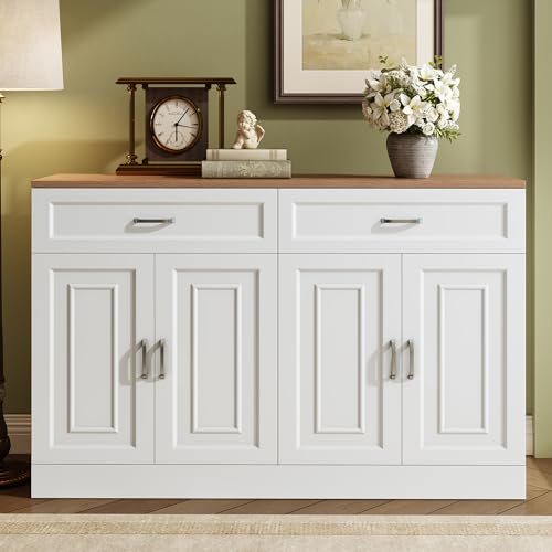 NovaFurnish Sideboard mit Regalen, Sideboard mit Rebounder, natürliche Holzmaserung von NovaFurnish
