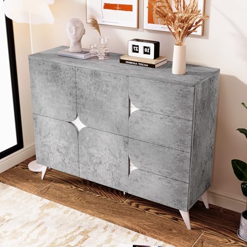NovaFurnish Sideboard mit Schubladen, Kommode mit spezieller Paneelform, gemischte Farben von NovaFurnish