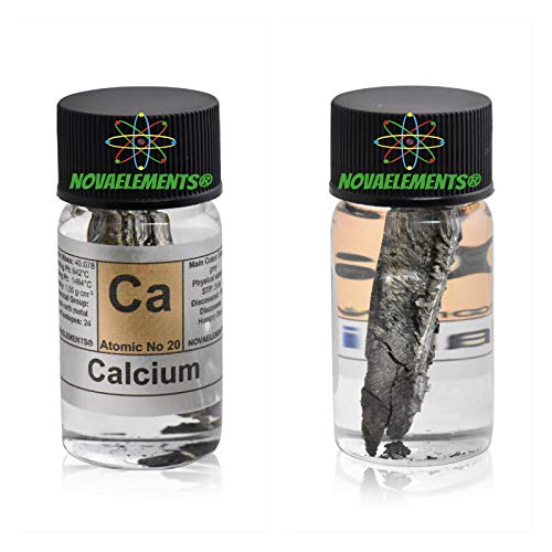 Fußball Metall Element 20 Ca, Pellets 3 Gramm 99,9% in Ampoule aus Glas mit Etikett von Novaelements